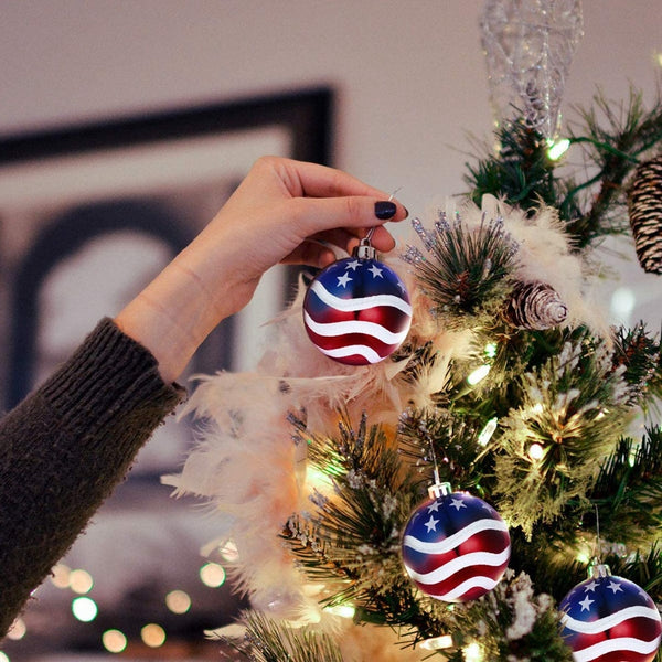 12 Pcs American Flag Painted Ornaments